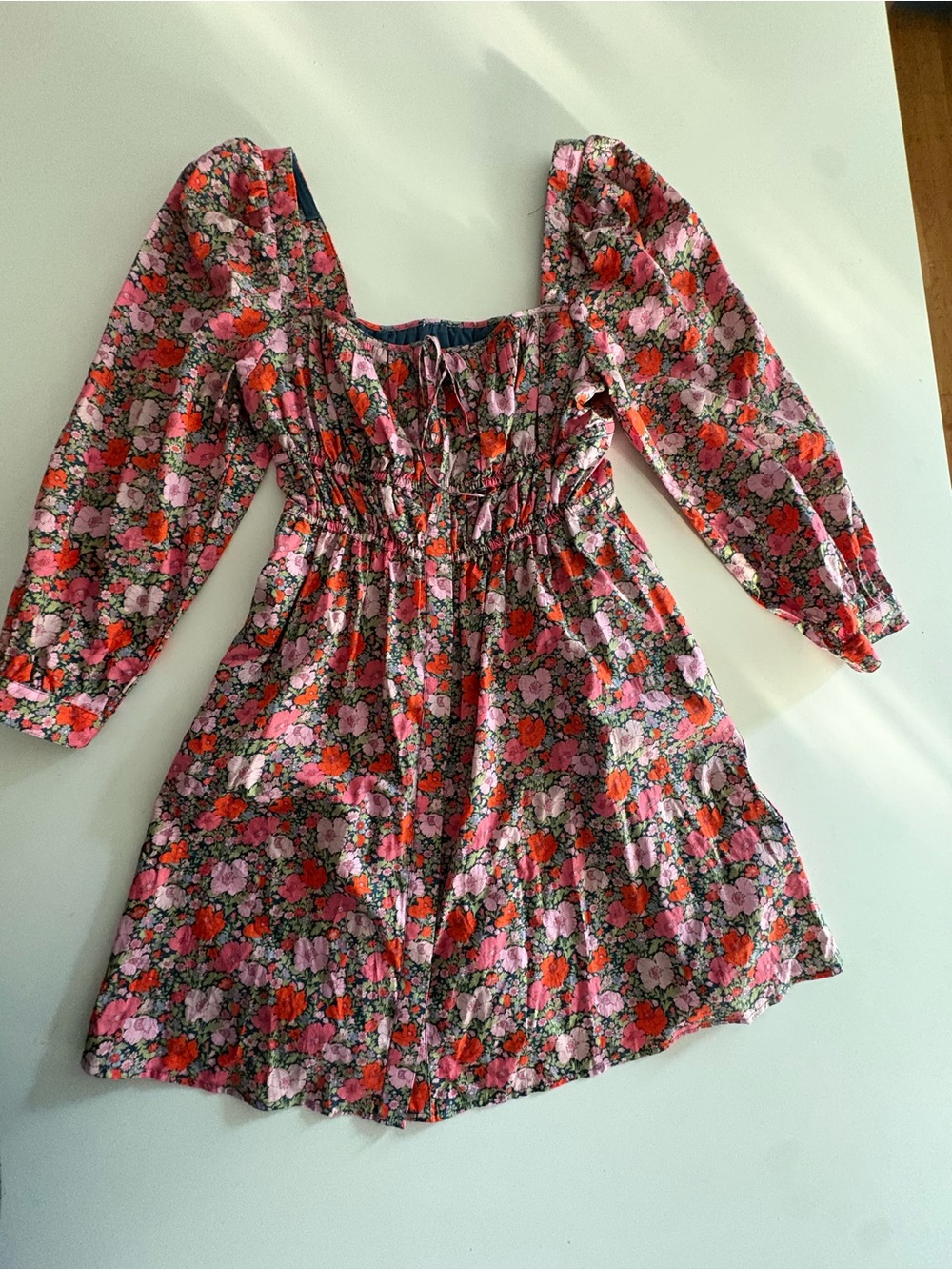 J Crew Floral babydoll peasant long sleeve mini dress
